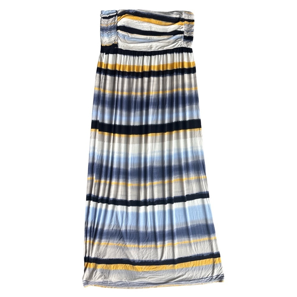 Soma Strapless Soft Jersey Smocked Maxi Dress - yellow, blue - XL - Picture 2 of 4